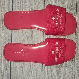Kate Spade Women's Peyton Pebble Leather Slides Pink Size 8